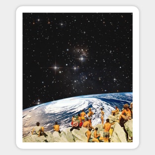 Earth view collage art Sticker